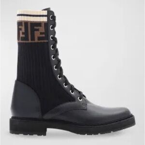 Fendi Black and Cream Combat Boots size 36 1/2 worn twice